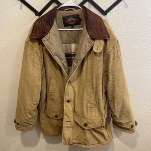 Mirage Vintage Corduroy Flannel Lined Leather Collar Jacket Men’s Size Large
